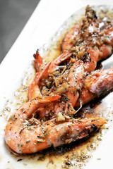 prawns sauteed with garlic herb and balsamic vinegar sauce