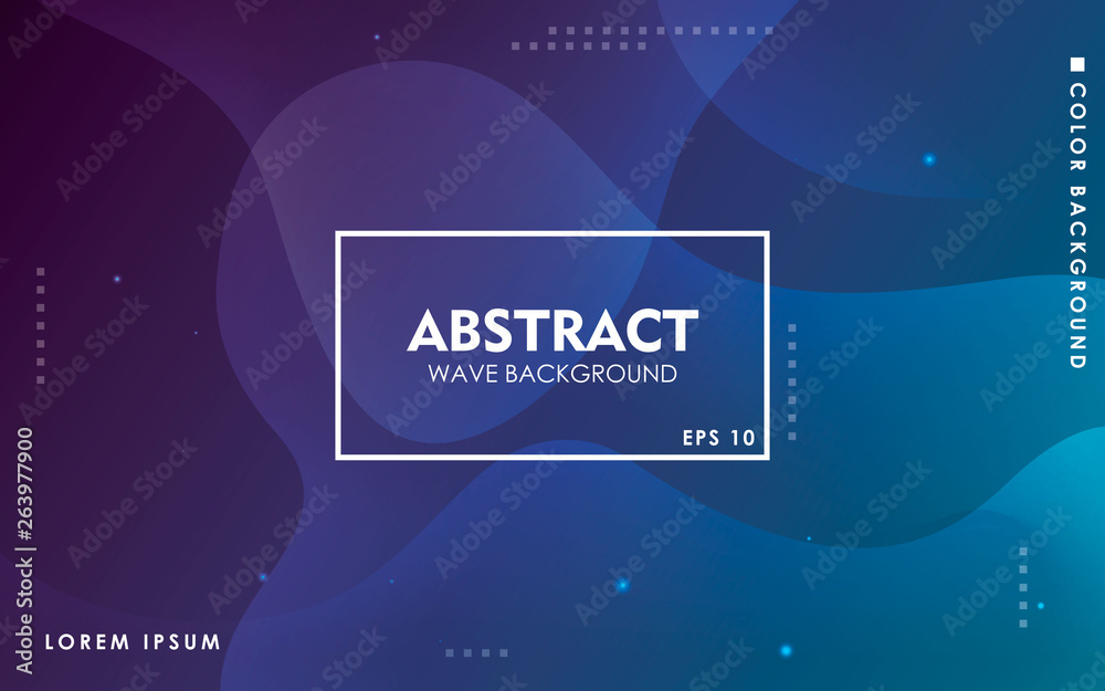 Wall mural dynamic wave background. modern blue gradient color wavy abstract shape composition. colorful fluid 
