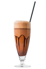 Chocolate milkshake isolated on white background