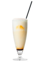 Vanilla milkshake isolated on white background