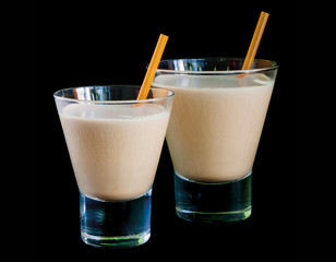 Frappe coffee isolated on a black background