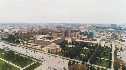 Aerial cityscape The Registan Square is the best place to discover the old Uzbek architecture and...