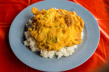 Minced pork omelet with rice