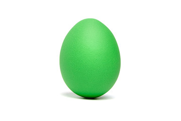 Green Easter egg isolated on white background. Traditional symbol of Christian holiday