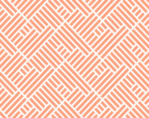 Abstract geometric pattern with stripes, lines. Seamless vector background. White and pink ornament. Simple lattice graphic design