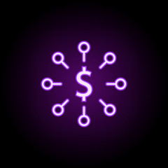Fototapeta na wymiar dollar symbol neon icon. Elements of business set. Simple icon for websites, web design, mobile app, info graphics