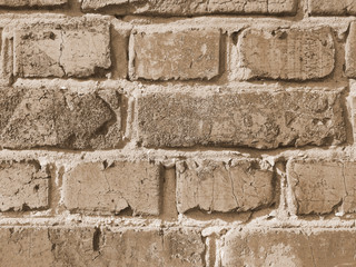 Red brick background.