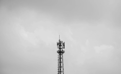 Telecommunication tower Antenna on white background