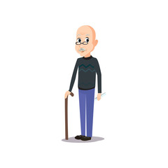 Fototapeta premium Cute smiling bald senior man with fresh newspaper