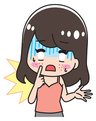 Woman suffering from acne on face