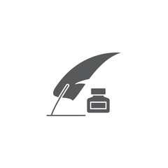 Feather pen writing vector icon isolated on white