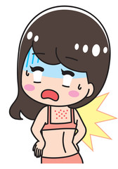 Surprised woman with back acne