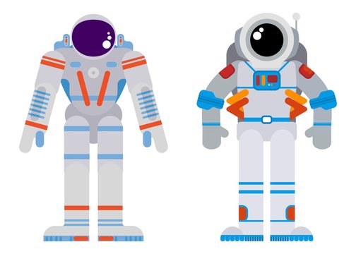 two astronauts in a flat style bright illustration image