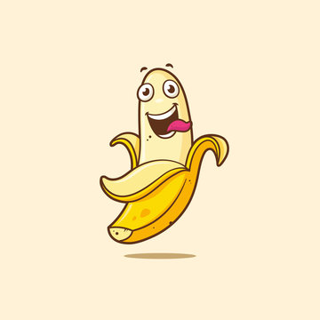Crazy banana funny cartoon character vector illustration