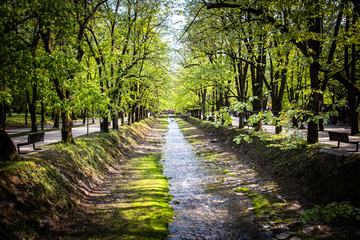 Public park by the river in vrnjacka banja, serbia