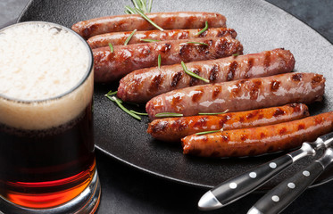 Grilled sausages and beer
