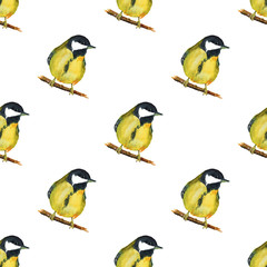 Seamless pattern with tomtits
