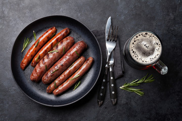 Grilled sausages and beer