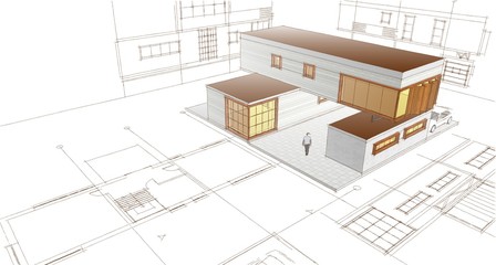 Fototapeta na wymiar house building 3d illustration