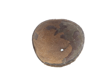 Coconut shell isolated on white background.Clipping path.