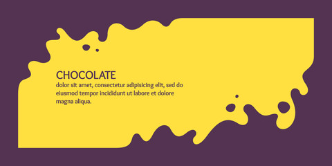 Modern poster, dynamic splashes and drops of chocolate. Vector illustration in a flat style