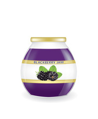 Blackberry jam jar. vector illustration