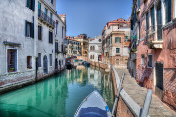Canal and historical buildings in Venice, Italy