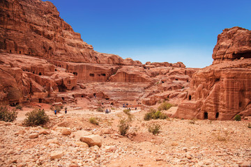 Fototapeta premium View of the amphitheatre in Petra, capital of the Nabatean Kingdom, Jordan