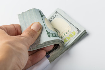 woman hand with dollars isolated