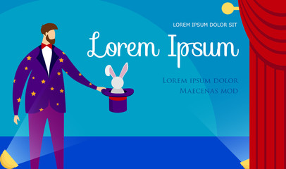 Magician in Costume Performing Tricks with Rabbit.