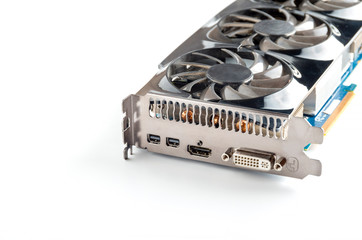 Computer video card hardware on white background