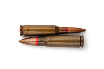 Two old bullets for automatic rifles of 5.45 and 7.62 caliber.