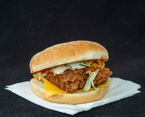 Classic cheeseburger with salad and beef