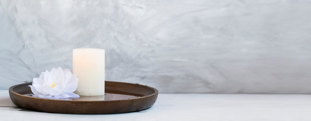 Spa still life with lotus flower and candle