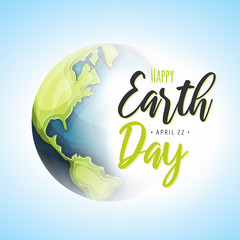 World Earth Day Background/ Illustration of a happy earth day banner, for nature and environment preservation holiday celebration - 263999134