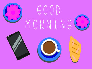 EPS 10. Good morning flat lay