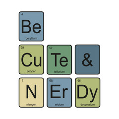 The chemical elements of the periodic table,funny phrase -be cute and nerd