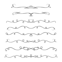 Obraz premium Thin line decoration dividers set,design elements isolated on white background,