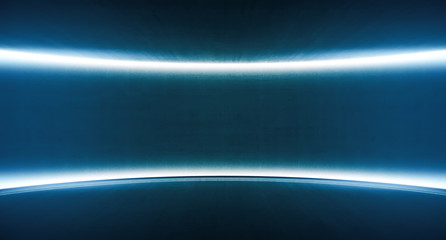 Glowing light blank space with wall . Abstract neon background. 3d rendering