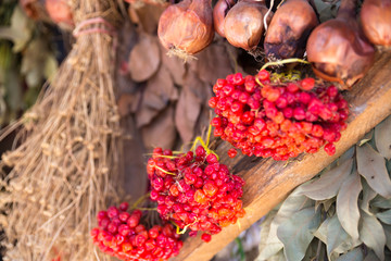 Photo of dried varieties of spices on bazaar for graphic and web design, for website or mobile app.