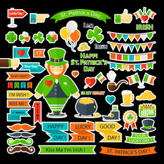 Patrick day set.Vector holiday collection with a Ireland holiday symbol clover