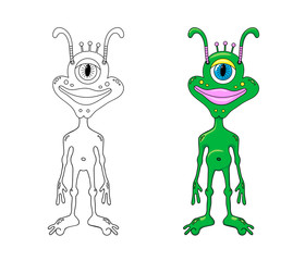 Alien line icon, vector. Alien outline sign, concept symbol, flat illustration