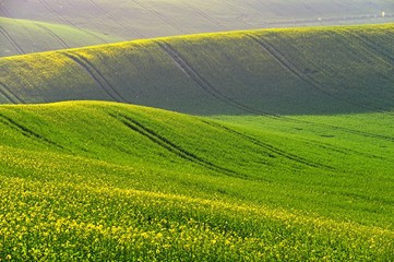 Spring sunset landscape photo of Moravian Tuscany in Czech Republic