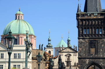 Old town side of the Charles Bridge in Prague