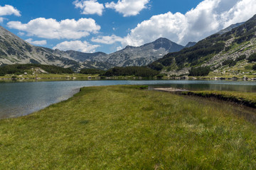 Naklejka na ściany i meble Amazing Summer landscape of Muratovo (Hvoynato) lake at Pirin Mountain, Bulgaria