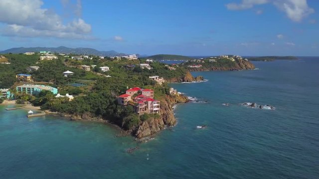 Aerial: Tropical Vacation Destination of St. Croix in St. Croix, US Virgin Islands