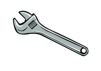 plumbing tool, adjustable wrench. vector drawing for illustrations 