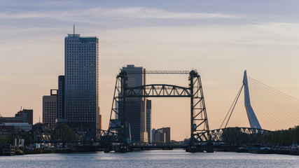 Skyline of Rotterdam With Erasmus Bridge and Kop van Zuid, Netherlands