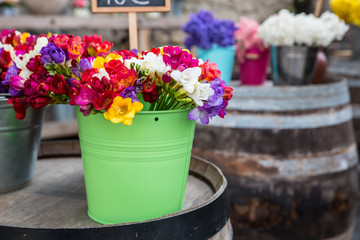 Photo of flower bazaar for graphic and web design, for website or mobile app.