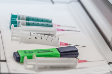 Medical syringe close-up